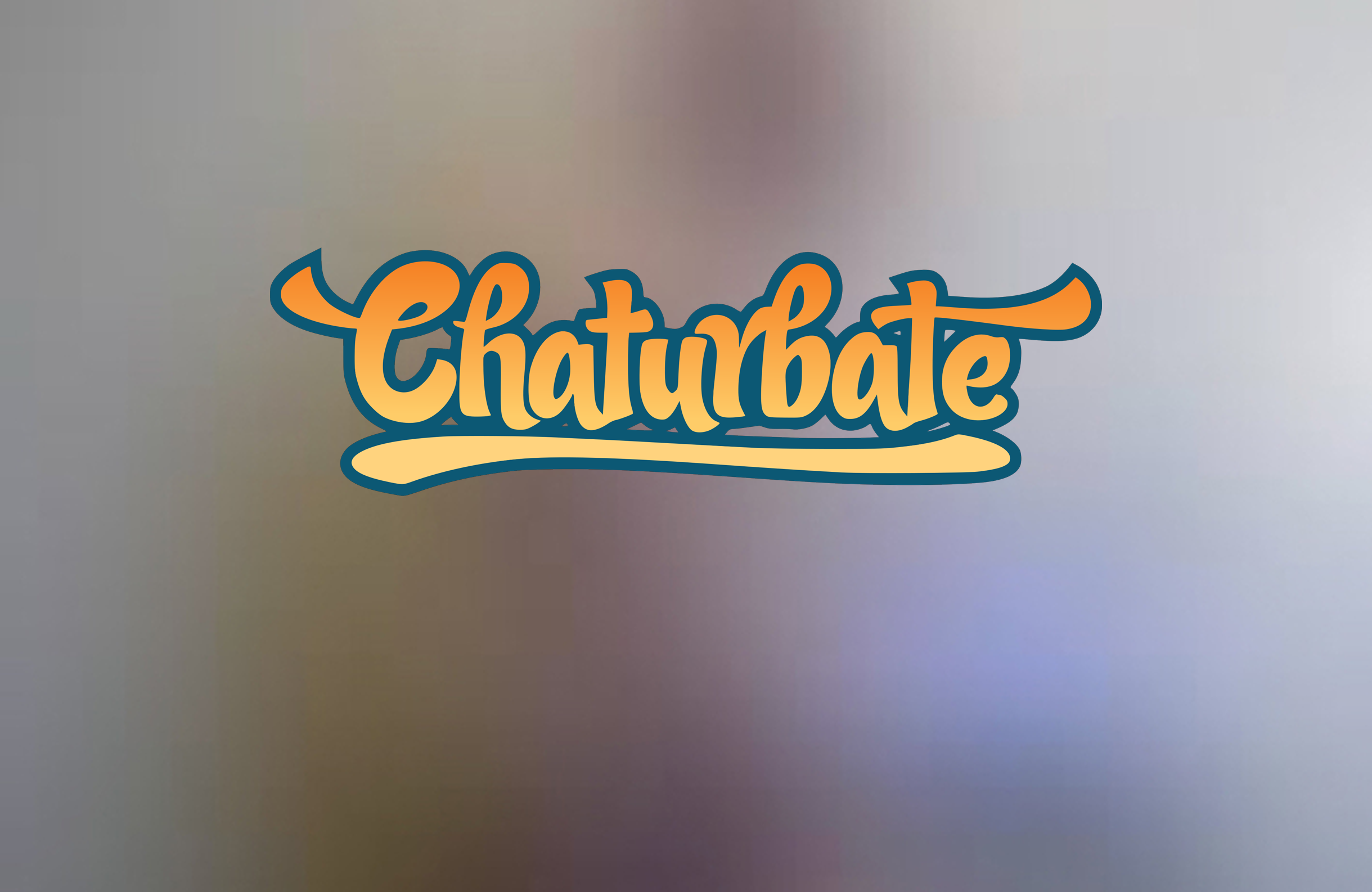 The Chaturbate logo in bold, curvy orange and yellow lettering with a dark blue outline, centered on a softly blurred background with neutral tones, creating a modern and clean visual effect.